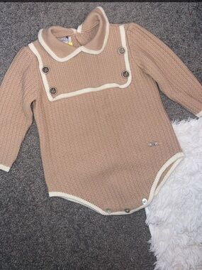 Beige Knit Baby Romper - 24 Months